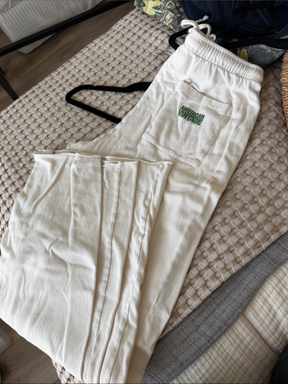 American Vintage Wide Leg Cream Sweatpants
